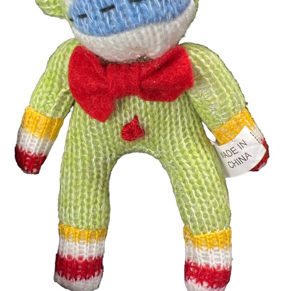 Vintage 90's 1997 Christmas Ornament Sock Monkey Collectible 4" Green Red Blue Y - Picture 2 of 14